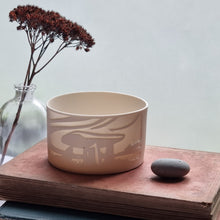 Load image into Gallery viewer, Porcelain tealight pot with a design reflecting Cornwall’s magical ancient landmarks, handcrafted by Amy Cooper Ceramics to evoke a sense of history.