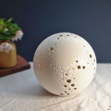 Load image into Gallery viewer, Porcelain lamp with textured glaze and piercings.