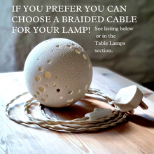 Load image into Gallery viewer, porcelain lamp with natural patterns, braided cable, switch and plug.