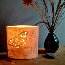 Load image into Gallery viewer, Speckled Wood Porcelain Ellipse Lamp
