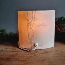 Load image into Gallery viewer, 'Woodcocks II' Small Porcelain Ellipse Lamp.
