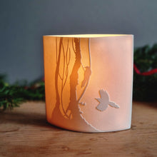 Load image into Gallery viewer, 'Woodcocks II' Small Porcelain Ellipse Lamp.
