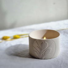 Load image into Gallery viewer, &#39;Crocus&#39; Cocoon scented Candle in etched Porcelain Pot
