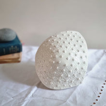 Load image into Gallery viewer, Diamond shaped textured white spotted porcelain lamp.
