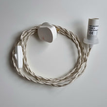 Load image into Gallery viewer, Two metre cream coiled braided cable lamp fixture.
