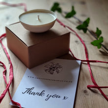 Load image into Gallery viewer, Porcelain Candle Holder on Craft Box with Thank You card in the foreground.
