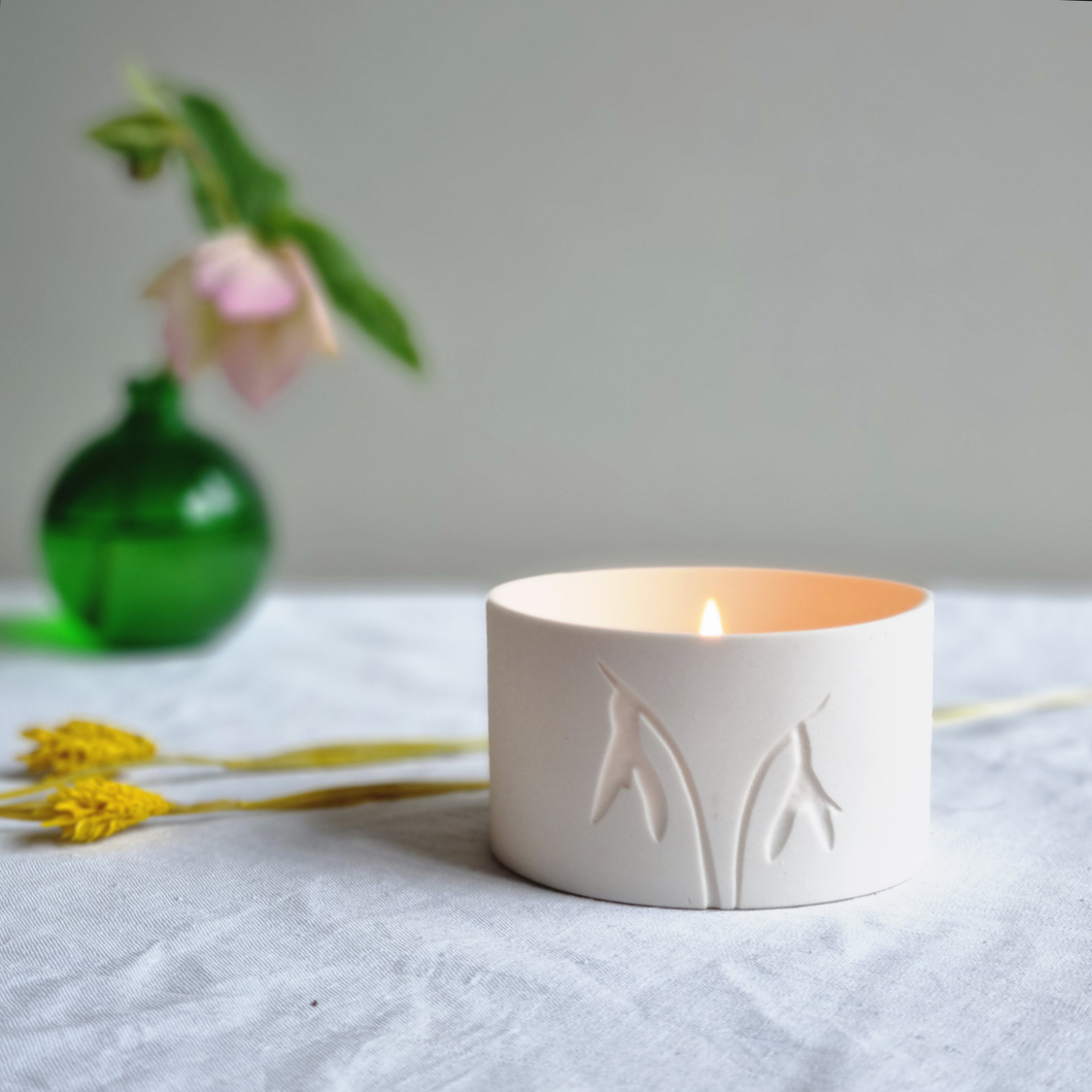 'Snowdrops' Porcelain Tealight Pot